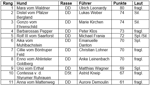 Rangliste der VJP vom 18.04.2026